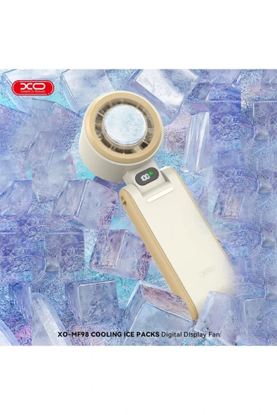 Xo Soğutuculu Dijital Ekranlı Şarjlı Mini El Fanı – 3000mAh, 100 Kademeli, Boyun Askılı, MF98 - Resim 2