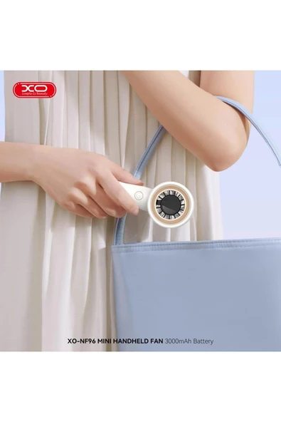 Xo Şarjlı Mini El Fanı – 3000mAh, 7.5 Saat Kullanım, 5 Kademeli Hız, Masaüstü & El Tipi, MF96 - Resim 3