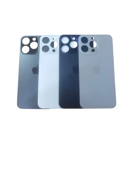 Uyumlu İphone 15 Pro Max Arka Kapak Lazer Kesim ( Pil Kapağı )  Cam -  Siyah ürün görseli