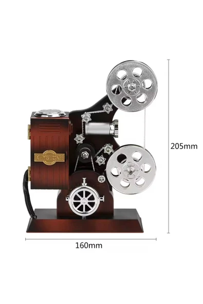Coverzone Vintage Sinema Projeksiyon Makinası Tasarımlı Retro Biblo Dekoratif Hediyelik Müzik Kutusu - Resim 3