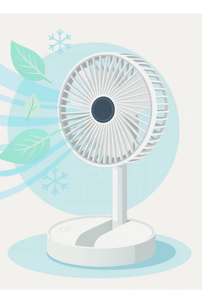 Coverzone Yüksekliği Ayarlanabilir 31cm - 37 cm Mini Fan Şarjlı Telefon Tutuculu 3 Kademeli Vantilatör FS-21 ürün görseli