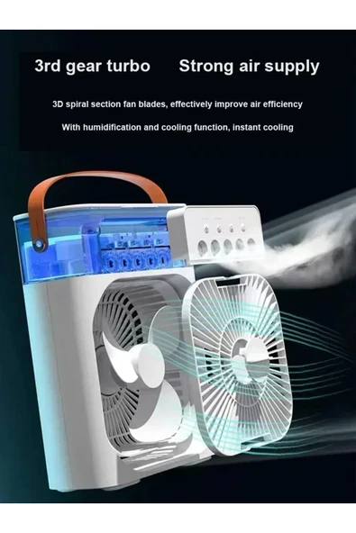 Coverzone Buharlı Mini Hava Soğutucu Taşınabilir Vantilatör Portatif Fan Mobil Sulu Klima 3 Rüzgar Hızı Hr025 - Resim 5
