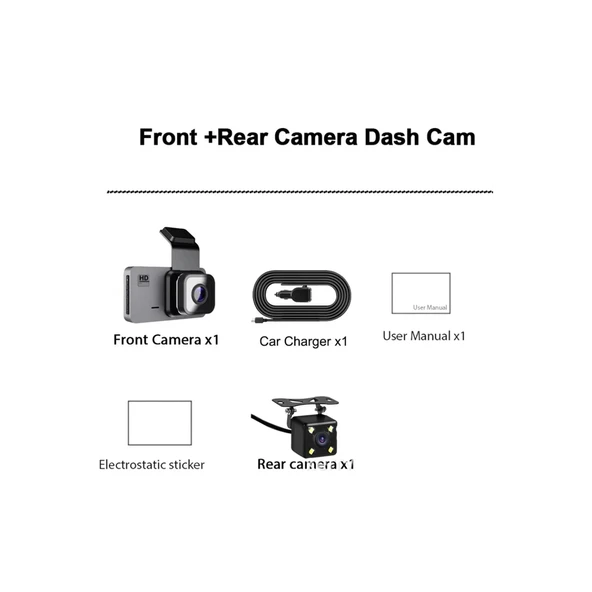 Araç İçi Kamera Wifi Özellikli Ekranlı Ön Ve Geri Görüş Kameralı Mikrofonlu 3 İnç Hd - 3