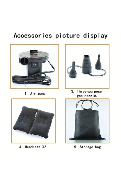 Şişme Araç İçi Seyahat Yatağı Oto Araç İçi Yatak Gri Renk Pompa+Yastık Dahil - 4