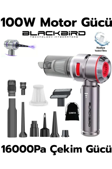 Blackbird MK-5801 16000PA Kablosuz Araç Süpürgesi | 3 Kademeli Güç | Şarjlı El Süpürgesi