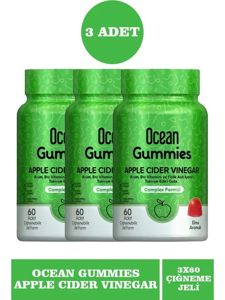 Ocean Gummies Apple Cider Vinegar 60 Çiğneme Form 3 ADET - 1