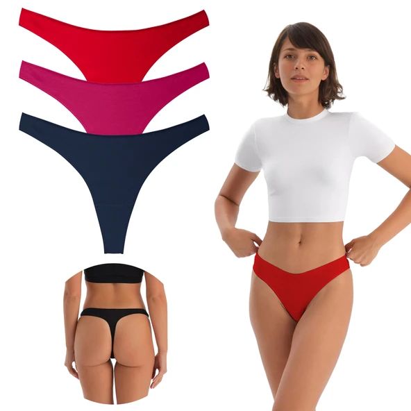 Yohannes Club, Kadın Pamuklu Basic Tanga Külot, 5'li Paket, - Resim 9