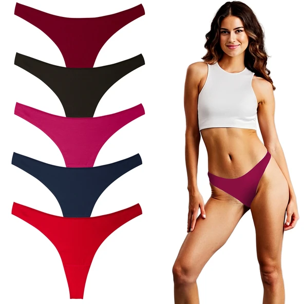 Yohannes Club, Kadın Pamuklu Basic Tanga Külot, 5'li Paket, ürün görseli