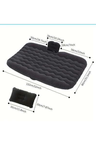 Şişme Araç İçi Seyahat Yatağı Oto Araç İçi Yatak Gri Renk Pompa+Yastık Dahil - 3