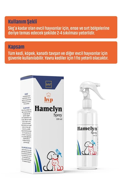 Ber vet pet Hamelyn Bit-Pire-Kene Spreyi 100ml Doğal Koruma Kedi Köpek Kuş Tavşan Uyumlu - 2