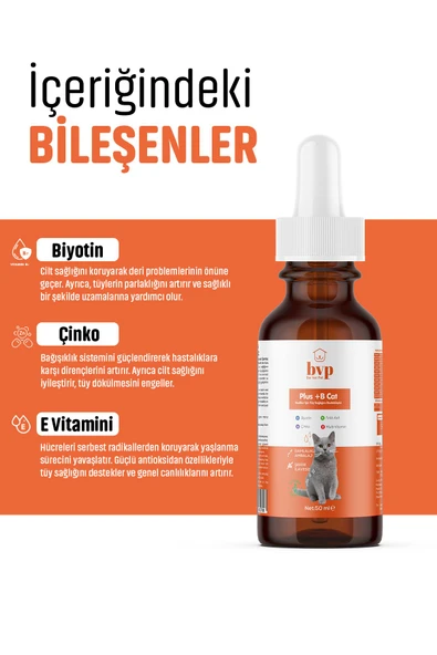 Ber vet pet Bvp Plus B Kedi Tüy dökülme önleyici Multivitamin damla kedi tüy bakımı 50ml - 2