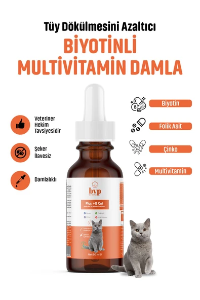 Ber vet pet Bvp Plus B Kedi Tüy dökülme önleyici Multivitamin damla kedi tüy bakımı 50ml - 1