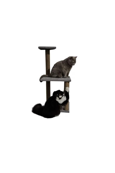 Ber vet pet İki katlı Lüks Kedi Tırmalama Tahtası 86cm Silinebilir Süet Kumaş Süngerli Gri Renk - 4