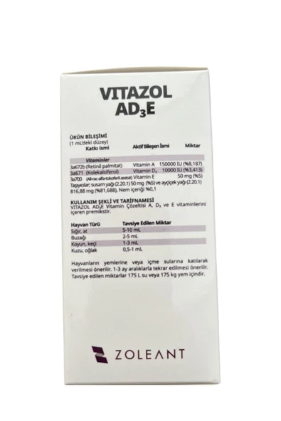 Ber vet pet Vitazol Ademin 100ml Premiks Inek Koyun Keçi At Kuzu Oğlak - Resim 2