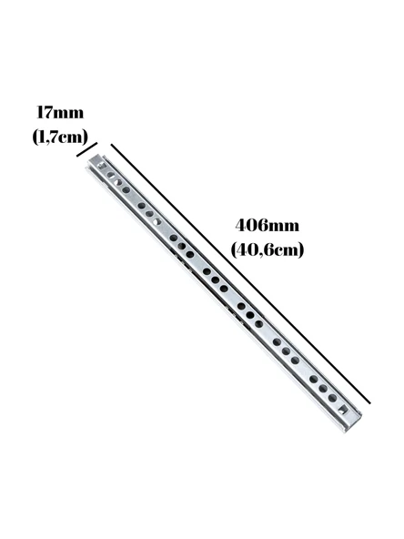 Teleskobik 17MM Çekmece Rayı Gömme Bilyeli İnce Ray(17MM)(TAKIM)(KROM) 40.6cm 40.6cm - 1 ADET - Resim 5