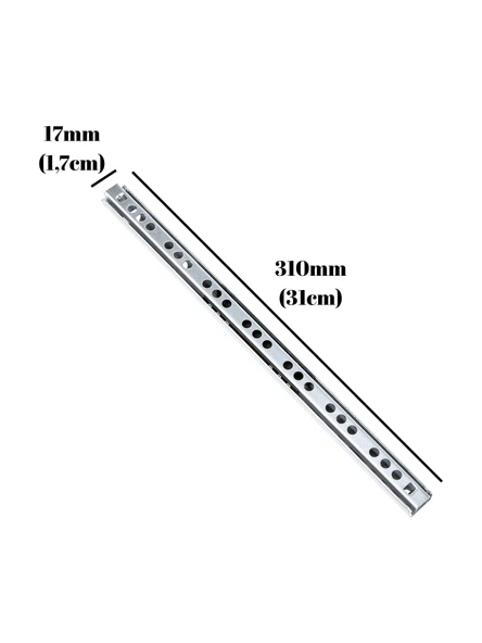 Teleskobik 17MM Çekmece Rayı Gömme Bilyeli İnce Ray(17MM)(TAKIM)(KROM) 31cm 31cm - 1 ADET - 5