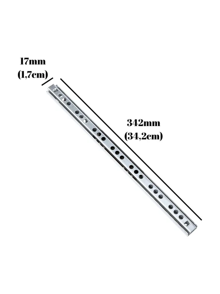 Teleskobik 17MM Çekmece Rayı Gömme Bilyeli İnce Ray(17MM)(TAKIM)(KROM) 34.2cm 34.2cm - 4 ADET - 5