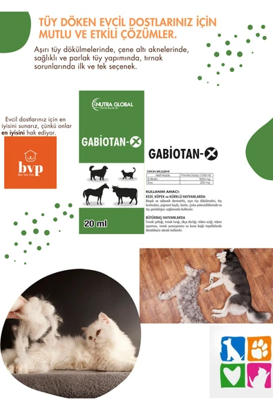 Ber vet pet Gabiotan-X 20 ML kedi köpek evcil hayvanlar tüy dökülme önleyici - 1