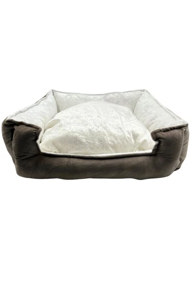 Ber vet pet Yumuşak Ve Yıkanabilir Kedi Ve Köpek Yatağı –lüx, Rahat Ve Şık Tasarım 50*50cm Renk kahverengi - 1