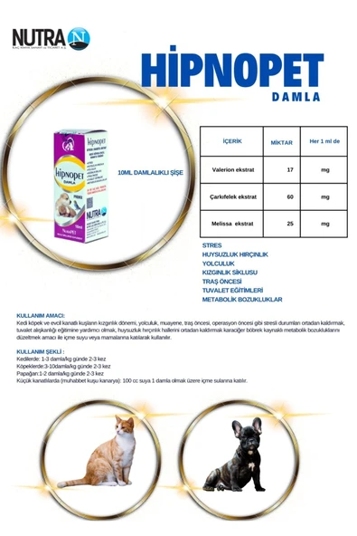 NUTRA Hipnopet Kedi Köpek Kanatlı Yolculuk Kızgınlık Stres Hırçınlık 10ml 1 Adet - 1