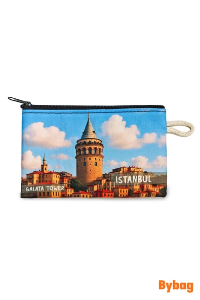 İstanbul Temalı 6 Adet Hediyelik Oxford Kumaş Cüzdan Bozuk Para Çantası - 4