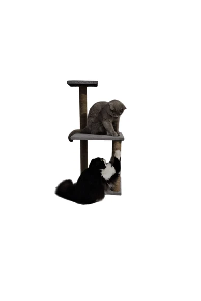 Ber vet pet İki katlı Lüks Kedi Tırmalama Tahtası 86cm Silinebilir Süet Kumaş Süngerli Gri Renk - 5