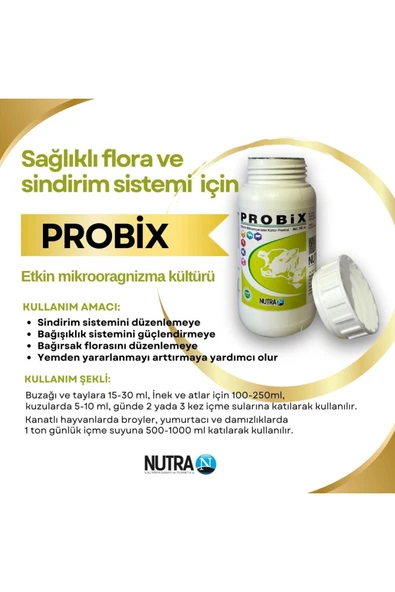 NUTRA Probix 16 Çeşit Probiyotikli Premix 300 Ml Kanatlı Kuzu Buzağı At Koyun Inek Tavuk - 4