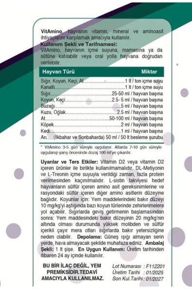 Ber vet pet Rota vitamino kanatlı kedi köpek koyun inek buzağı oğlak kuzu at arı vitamin aminoasit kompleksi - 3