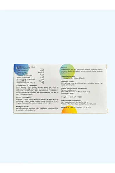 Ber vet pet SV Biotin tablet kedi köpek tüy dökülme önleyici - 2