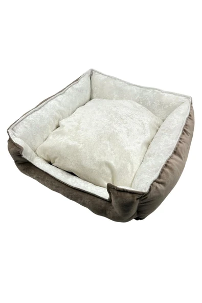 Ber vet pet Yumuşak Ve Yıkanabilir Kedi Ve Köpek Yatağı –lüx, Rahat Ve Şık Tasarım 50*50cm Renk kahverengi - 2