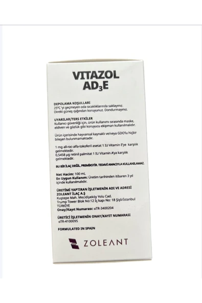 Ber vet pet Vitazol Ademin 100ml Premiks Inek Koyun Keçi At Kuzu Oğlak - Resim 3