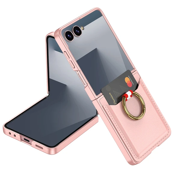 Galaxy Z Flip 7 Kıpta Yüzüklü Kartlıklı Kılıf - Resim 5