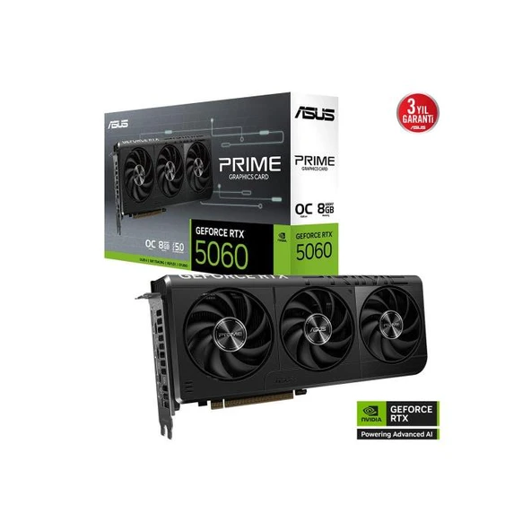 ASUS PRIME-RTX5060-O8G 8Gb 128Bit GDDR7 1xHDMI 3xDP GAMING Ekran Kartı