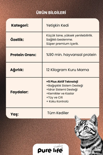 PURELİFE PLUS SOMONLU KISIRLAŞTIRILMIŞ KEDİ MAMASI 12 KG - 5