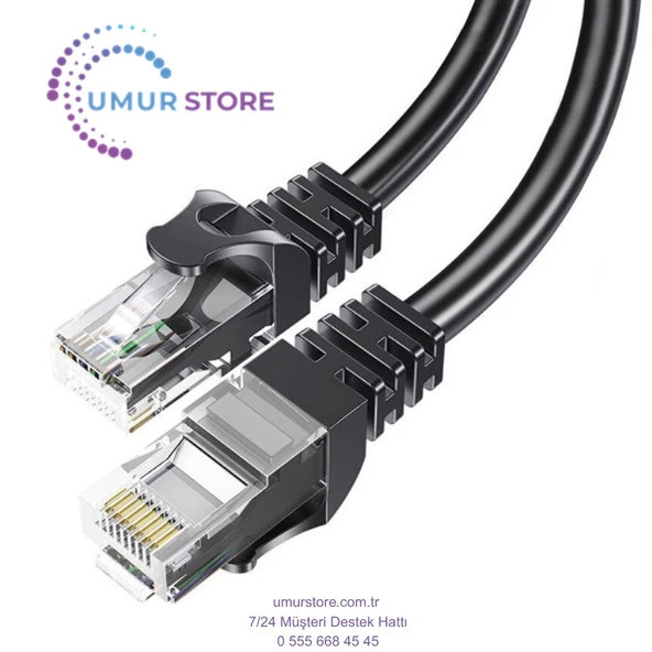 Yüksek Hızlı Fabrikasyon Cat6 Ethernet Internet Lan Ağ Network Patch Kablo Siyah - 50CM