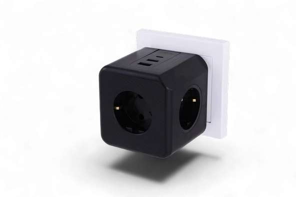 3 Prizli 2 USB + 1 Type-C Çocuk Termal Kısa Devre Akım Korumalı Topraklı Golyat Grup Şarj Fiş Priz - Resim 4