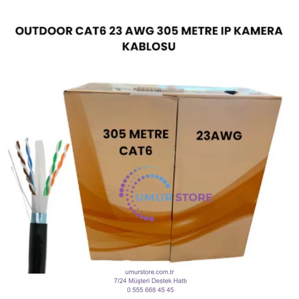 Cat6 305 mt Dış Mekan 23 Awg Outdoor Ip Kamera Kablosu ürün görseli 1