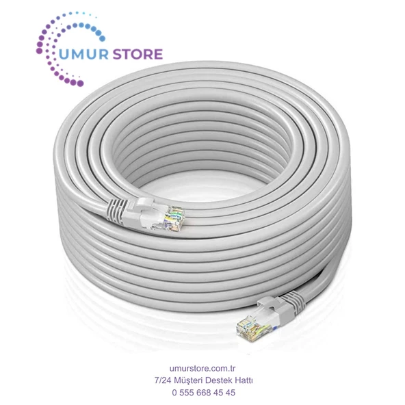 15 Metre Cat6 Patch Kablo 15M Ethernet Kablosu Utp Lan Kablosu Internet Kablosu Gri Renk ürün görseli 1