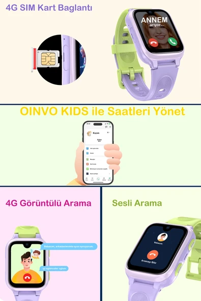 SWORD 4G Akıllı Çocuk Saati, İnce Tasarım, Yapay Zeka, AMOLED, IP68, Görüntülü, Sesli, Konum, Mavi SW-KIDS PRO - Resim 3