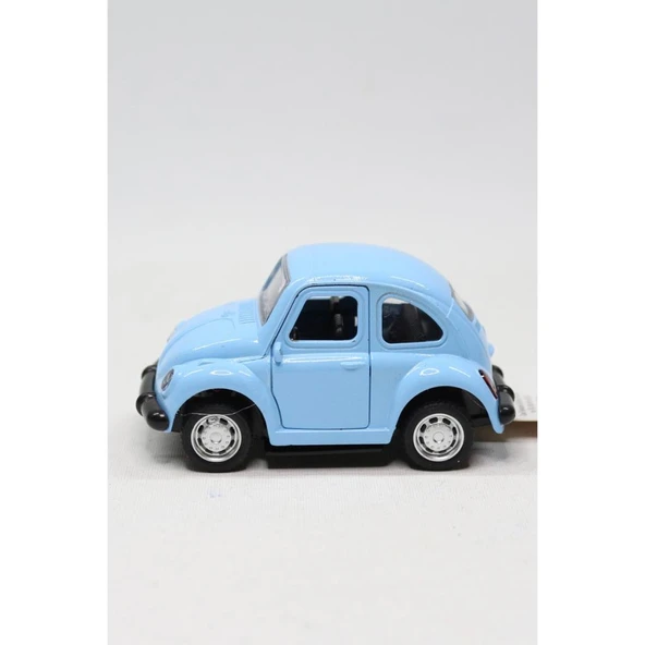 1967 Volkswagen Beetle Çek Bırak Metal Oyuncak Araba 9 cm Mavi - 3