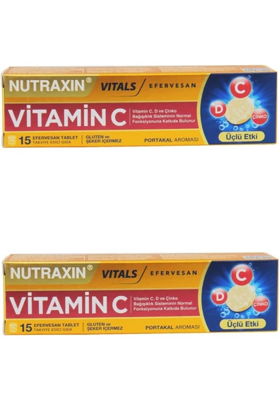 Nutraxin Vitamin C-D Zinc 15 Efervesan Tablet 2 Adet