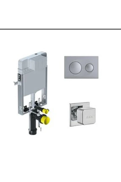 Visam Gömme Rezervuar 3'lü Set – Slim 80 (3/6 Lt) Mat Krom Kumanda Paneli ürün görseli