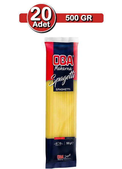 Oba Spagetti Makarna 500 g x 20 Adet | Uzun Süreli Stok Paketi - 1