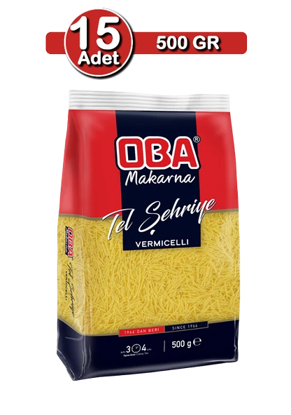 Oba Tel Şehriye Makarna 500 g x 15 Adet | Kalabalık Sofra Paketi - 1
