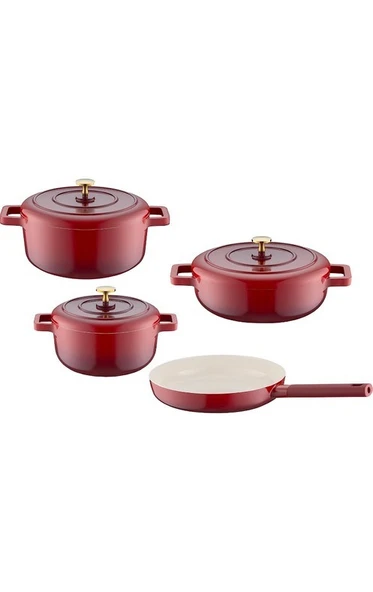 Emsan Red Royal 7 Parça Tencere Seti - Resim 4