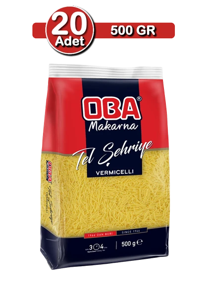 Oba Tel Şehriye Makarna 500 g x 20 Adet | Toplu Kullanım Paketi - 1