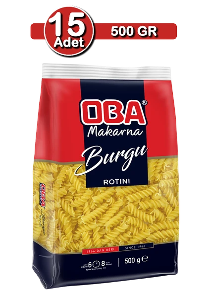 Oba Burgu Makarna 500 G X 15 Adet | Aile Boyu Stok Paketi ürün görseli 1