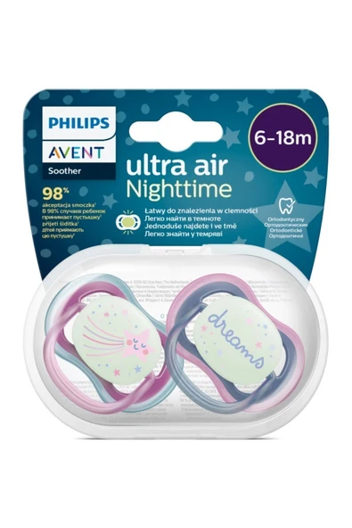 Philips Avent Ultra Air Gece Emziği 6-18 Ay 2'li Kız Scf376/14 - 2
