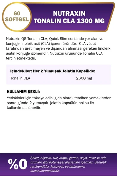 Nutraxin Quick Slim Tonalin Cla 1300 Mg 60 Softjel - 2