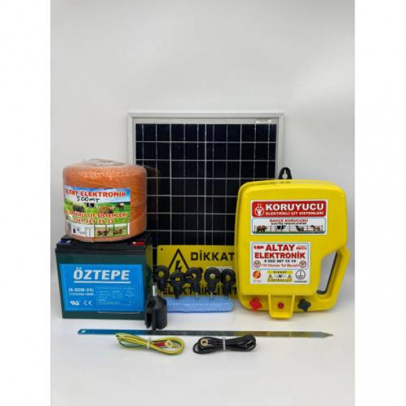 Koruyucu Elektrikli çit cihazı (Domuz,Ayı kovucu) Güneş enerji panelli (24 Amper Jel akülü set)